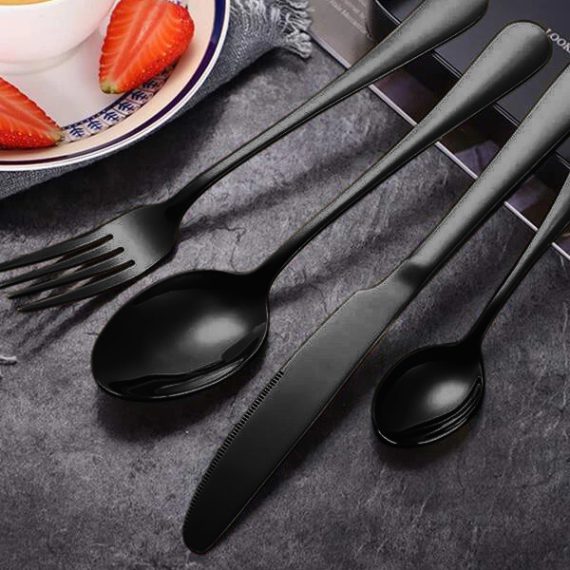 Miami Black Stainless Steel Cutlery Sets