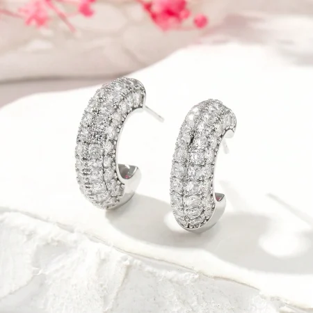 Ella Women's Cubic Zirconia Huggie Hoop Earrings