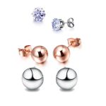 Carol Women's 3 Pair Stud  Earrings