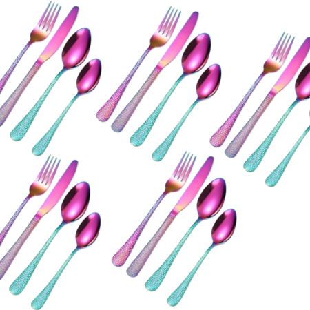 Liberty Rainbow Hammered Stainless Steel Cutlery Sets