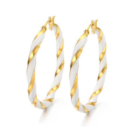 Marlo Two Tone Twisted Round Hoop Earrings